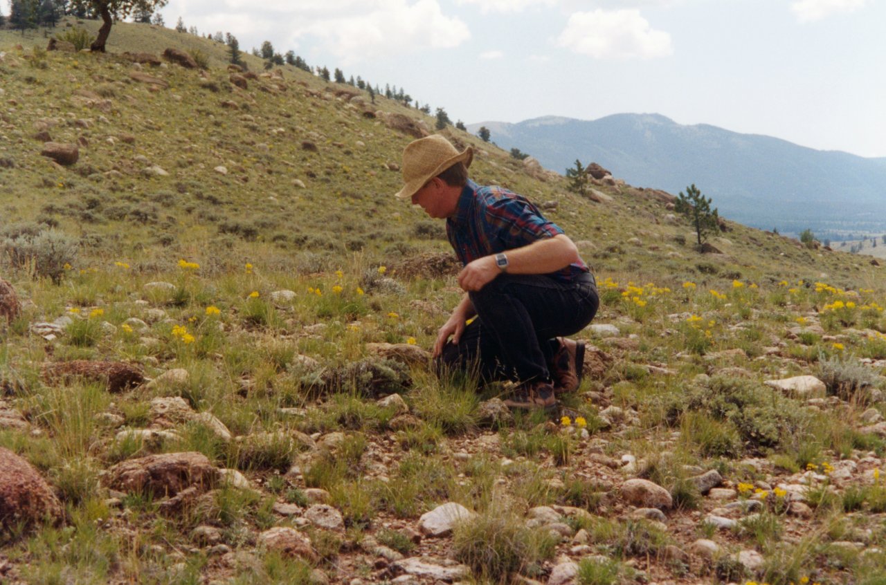 Trip to Leadville and Twin 8-15-98 Adrian inspecting Twin Lakes flora